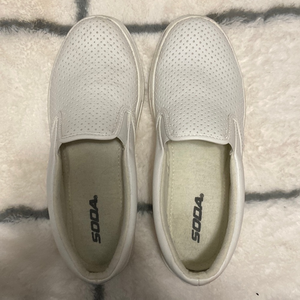 White SODA loafers